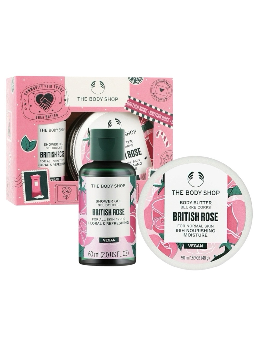 THE BODY SHOP BLOOM & GLOW BRITISH ROSE TREATS - BNIB